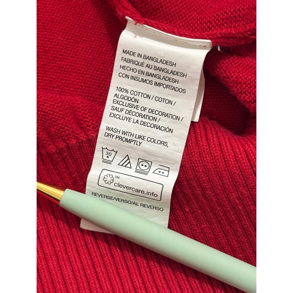 IZOD Red Quarter Zip 100% Cotton Sweater Pullover Mock Neck Men's M Country Club - Picture 7 of 8